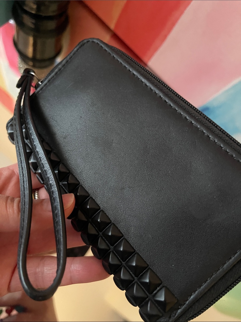 COACH Black Studded Zip Wristlet - Picture 4 of 8